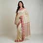 Bengal Soft Cotton Saree | Off-White with Red Saree