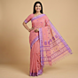 Handloom Soft Cotton Peach Saree