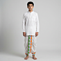 Handloom Tri-colour Border Dhoti|White
