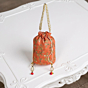 Handcrafted Peach Potli with Zari Work | 4x7 Inches