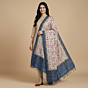 Handwoven Tussar Silk Dupatta | Beige & Blue