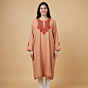 Handloom Embroidered Woollen Kurta | Rust | Free Size