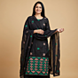 Hand-Embroidered Punjabi Phulkari Suit Material with Dupatta | Black
