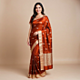 Chanderi Handloom Saree Maroon With Gold Zari Floral Pallu 6.25 mtrs Silk