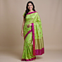 Handloom Chanderi Saree | Pista Green | 6.25 Mtrs