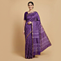 Handblock Print Viscose Silk Purple Saree
