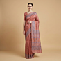 Handblock Print Tussar Silk Pink Saree