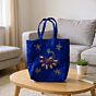 HAND EMBROIDED PEACOCK PRINT TOTE BAG