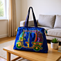 Handcrafted Cotton & Zari Blue Tote Bag for Women | 41x31 cm
