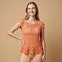 Hand-Crocheted Coral Top for Women | XL