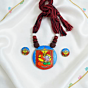 Durga and Ganesha Hand-Painted Fabric Necklace Set