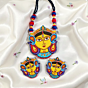 Maa Durga Hand-Painted Cotton Canvas Necklace Set