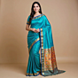 Handloom Fine Silk Peacock Design Blue Saree | 243 x 48 Inches