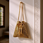 Party Wear Cut Dana Ethnic Potli Bag | Golden