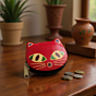 Genuine Leather Small Coin Purse | Cat Design