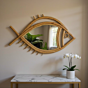 Decorative Fish Shaped Rattan Wall Mirror | 20x23x1.5 Inch 