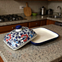 Blue Pottery Butter Box Dish with Lid | 11x8x15