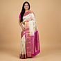 Handloom Dharmavaram Silk Saree | Cream & Pink