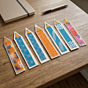 Handmade Multicoloured Pencil-Shaped Bookmarks | Set of 7