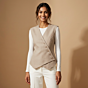 Handwoven & Contoured Waistcoat for Women | Beige
