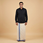 Handloom Dhoti with Blue Border | Cream