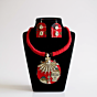 Hand-Painted Tribal Paintings Necklace & Earrings Set | Red