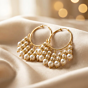 Handcrafted Pearl Chandelier Hoop Earrings