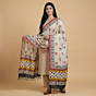 Handwoven Tussar Silk Dupatta | Beige & Black