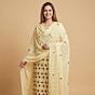 Hand-Embroidered Cotton Unstitched Dress Material with Dupatta | Yellow