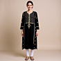 Hand-Embroidered Chikankari Black Kurti | XL