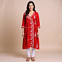 Red Angrakha Chikankari Kurti