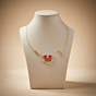 Enamel Lotus & Kundan Pearl Necklace