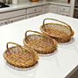 Oval Cane and Bamboo Baskets with Handles | Set of 3