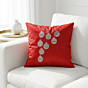 Hand-Embroidered Red Cotton Cushion Cover | 41x6x41 cm | Set of 1