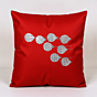 Hand-Embroidered Red Cotton Cushion Cover | 41x6x41 cm | Set of 1