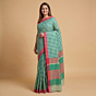 Handloom Green Checkered Gamcha Saree with Blouse