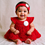 Crochet Frock with Headband -Red