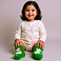 Handwoven Kids Woolen Socks | Green with Red tassel