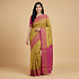 Handloom Poly-Cotton Yellow Saree with Blouse