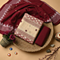 Beige Maroon Sambalpuri Handwoven Double Ikat Suit SFCSUT2320