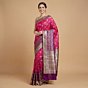 Pure Banarasi Handloom Katan Silk Saree | Pink & Purple