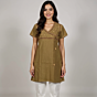 Hand-Embroidered Brown Kurta | XL