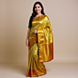 full gold red & green border saree
