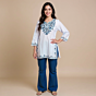 Women Embroidered Pure Cotton white short Kurta  