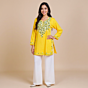 Women Embroidered Pure Cotton yellow short Kurta  
