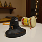 Marble Adiyogi with Wooden Damru | 12.7 x 11.43 cm