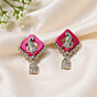 Trendy Silk Oxidized Peacock Jhumka Earrings | Pink