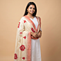 Handcrafted Applique Off-White Dupatta | 2.5 Metres