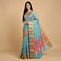 Handloom Chanderi Silk Saree with All Over Jaal | Turquoise