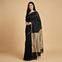 Handloom Maheshwari Cotton-Silk Saree with Golden Zari | Black